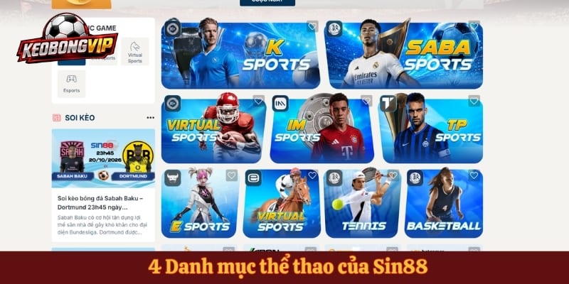 4 Danh mục thể thao của Sin88