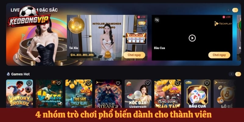 4 nhóm trò chơi phổ biến dành cho thành viên