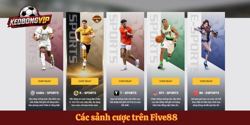 Các sảnh cược trên Five88