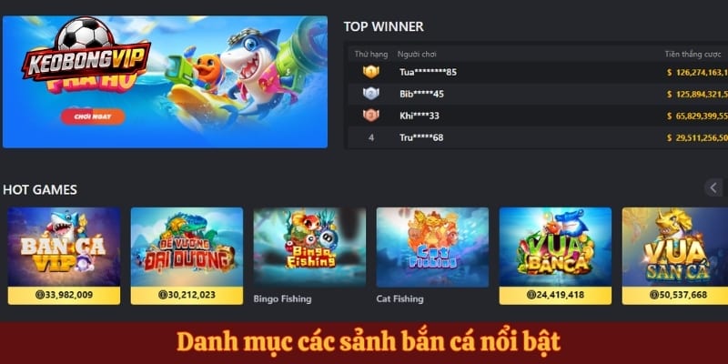 Danh mục các sảnh bắn cá nổi bật