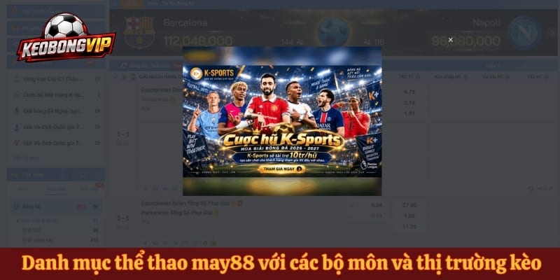 Danh mục thể thao may88 với các bộ môn và thị trường kèo khác nhau