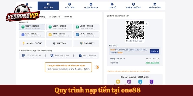 Quy trình nạp tiền tại one88