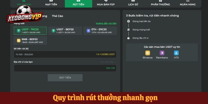 Quy trình rút thưởng nhanh gọn