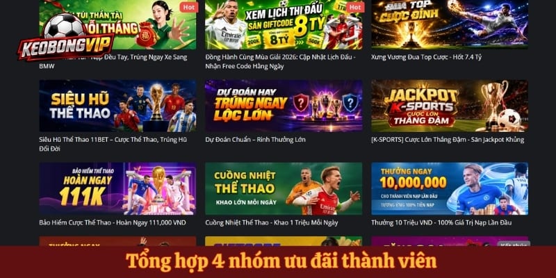 Tổng hợp 4 nhóm ưu đãi thành viên