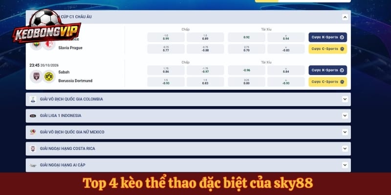 Top 4 kèo thể thao đặc biệt của sky88